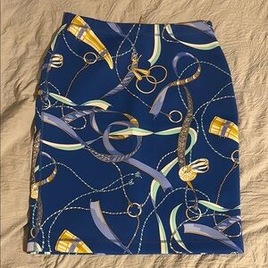 Elegant Blue Patterned Pencil Skirt